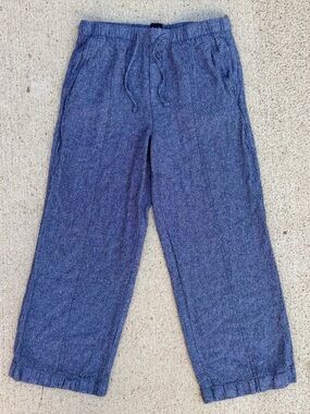 GAP Linen Rayon Blend Pull On Wide Leg Pants Blue Chambray Size S